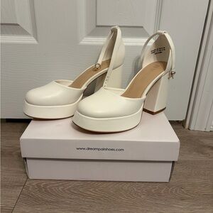 Dream Pairs Women's White Platform Heels